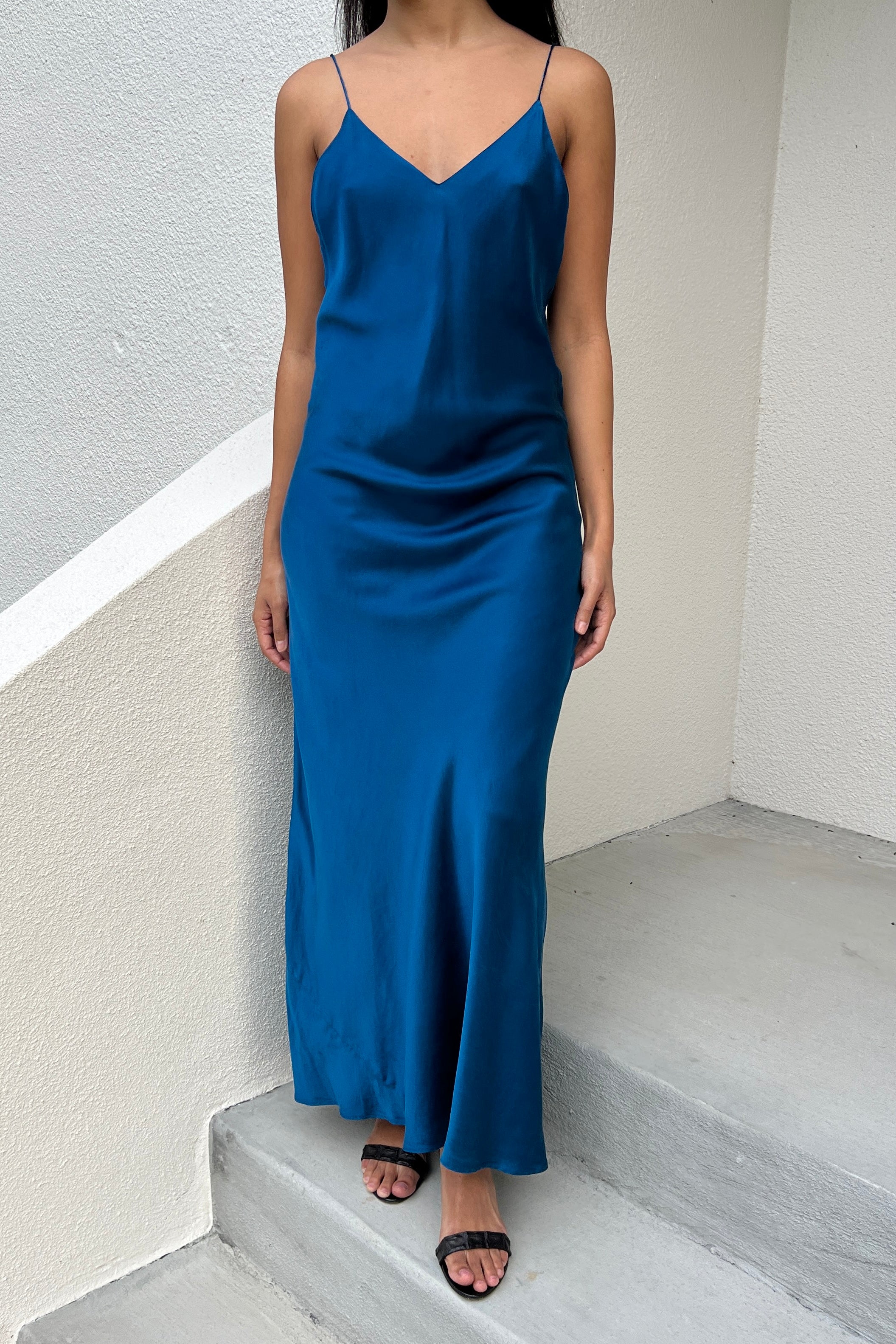 1980s Victoria's Secret Blue Silk Satin Slip Dress - L Toots Vintage 1980s Victoria's Secret Blue Silk Satin Slip Dress - L Toots Vintage