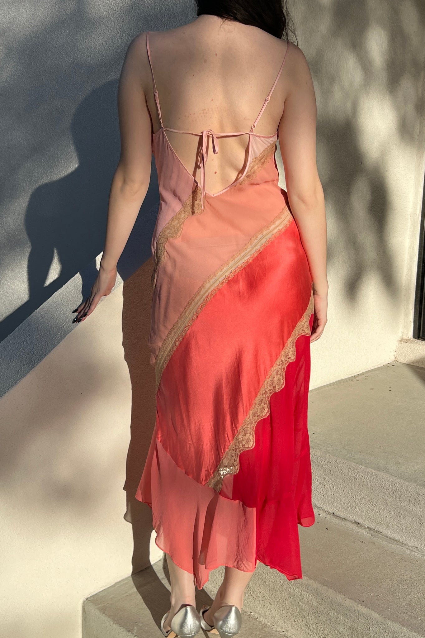 2002 Victoria’s Secret Pink Paneled Silk Slip Dress