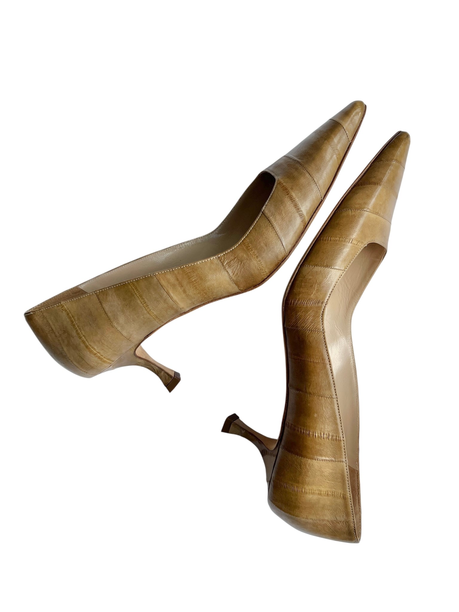 Manolo Blahnik Tan Eel Pumps - 41
