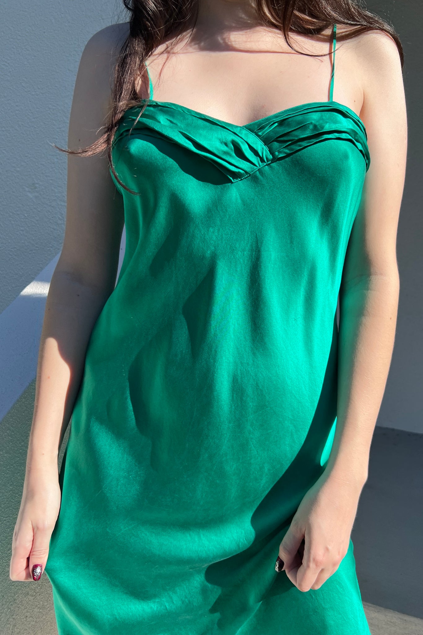 1980s Victoria’s Secret Emerald Green Silk Slip Dress