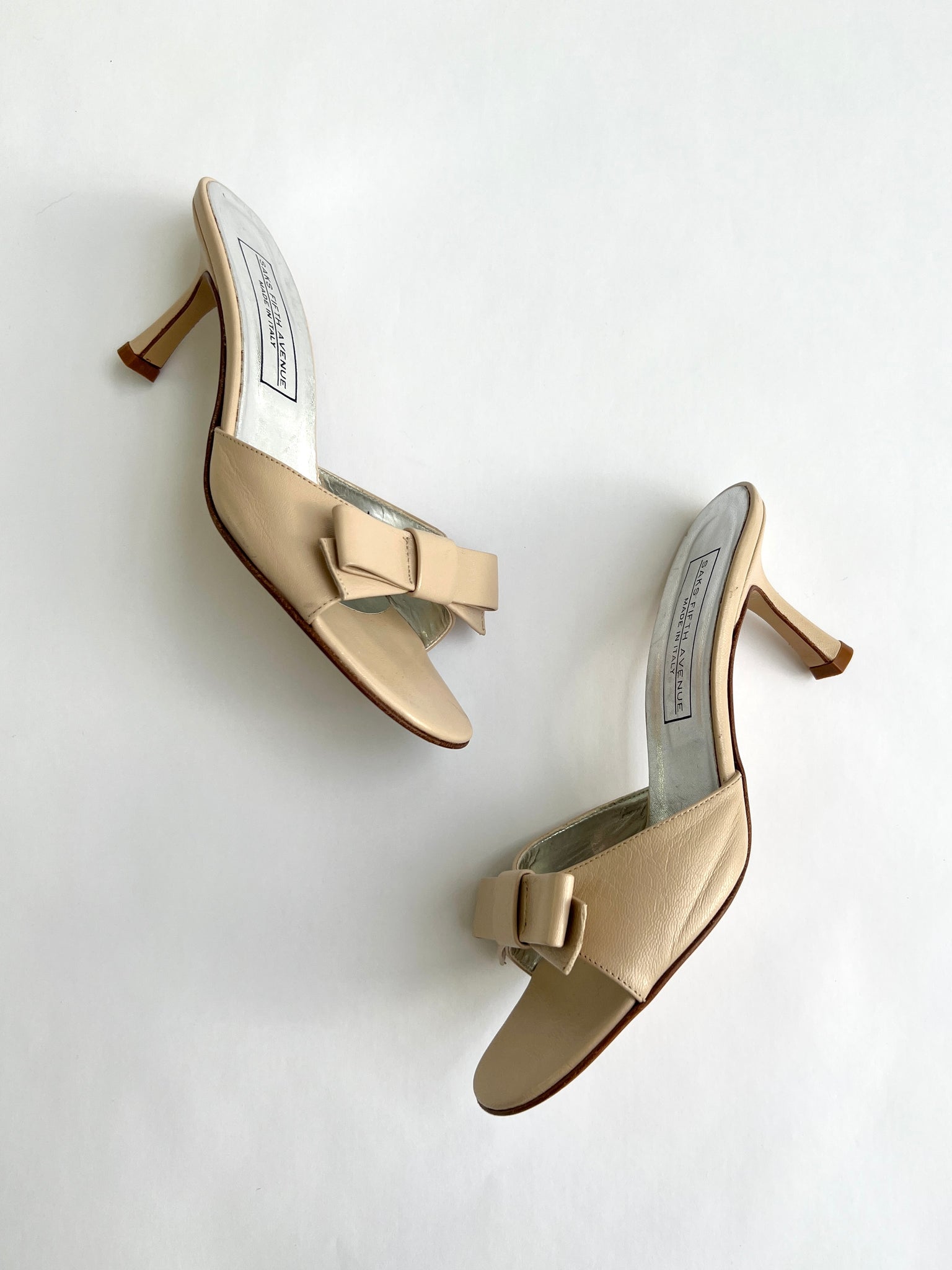 Tan Leather Bow Heeled Sandal - 7