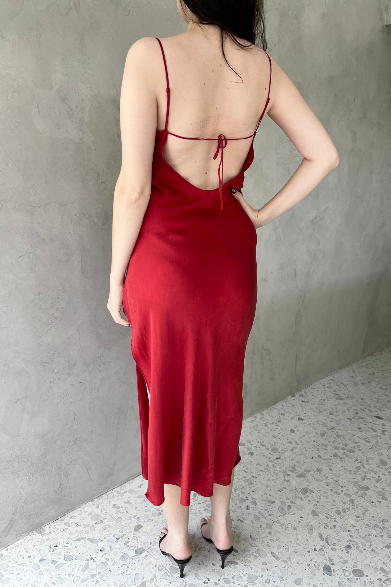 Victoria’s Secret 1999 Red Silk Cowl Slip Dress