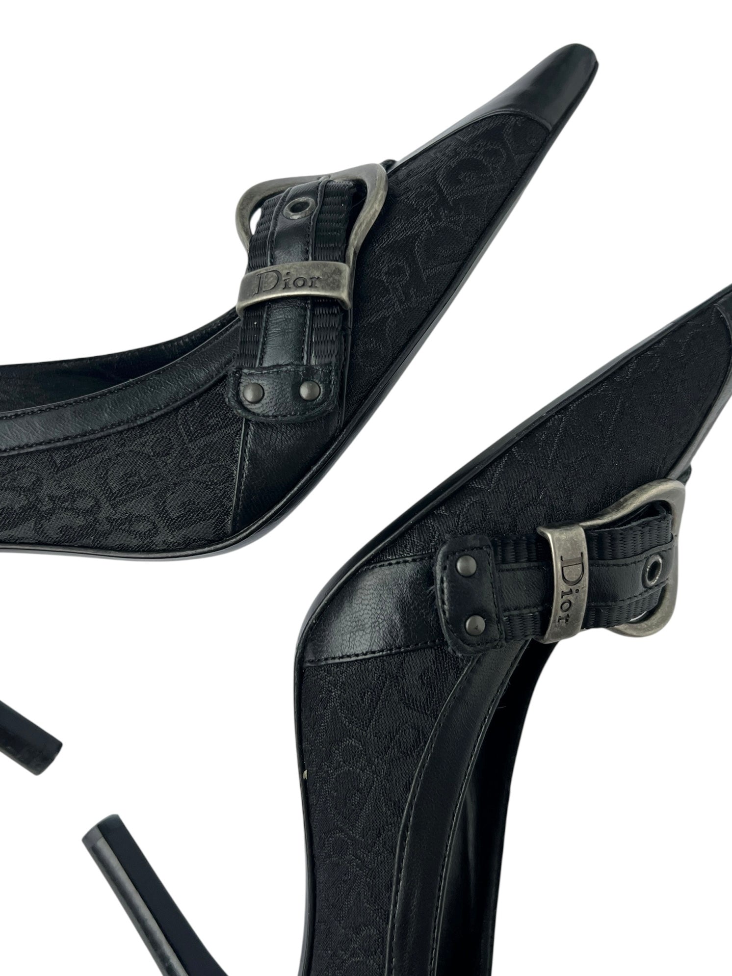 Dior Black Monogram Gaucho Buckle Pumps - 38