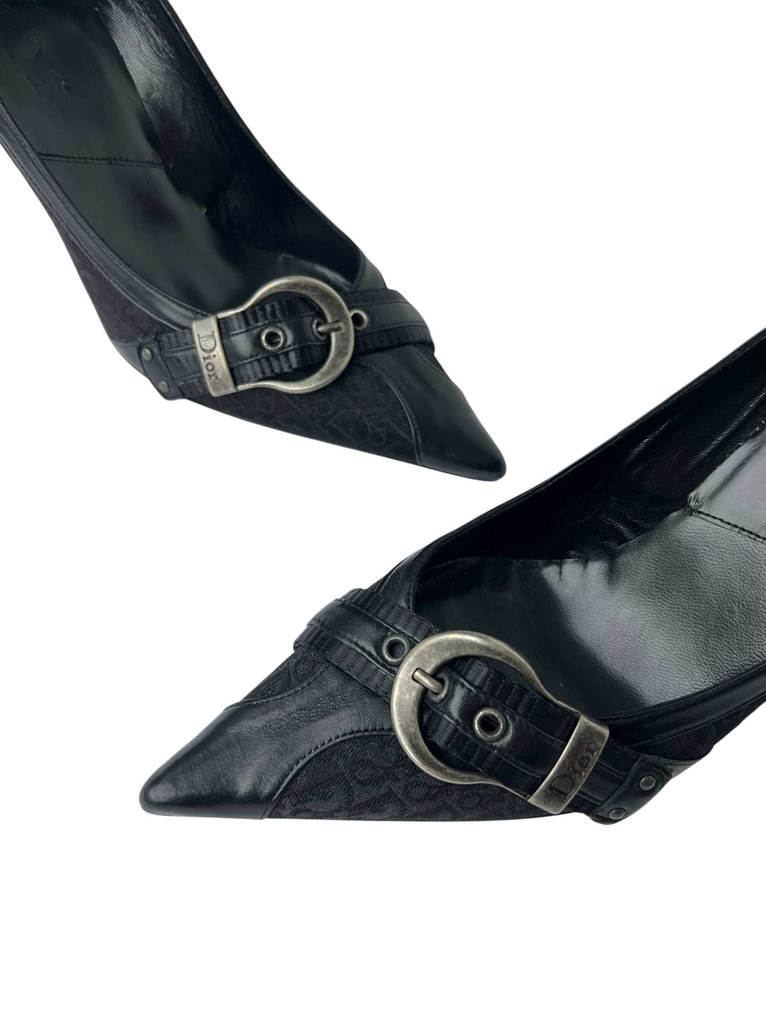 Dior Black Monogram Gaucho Buckle Pumps - 38
