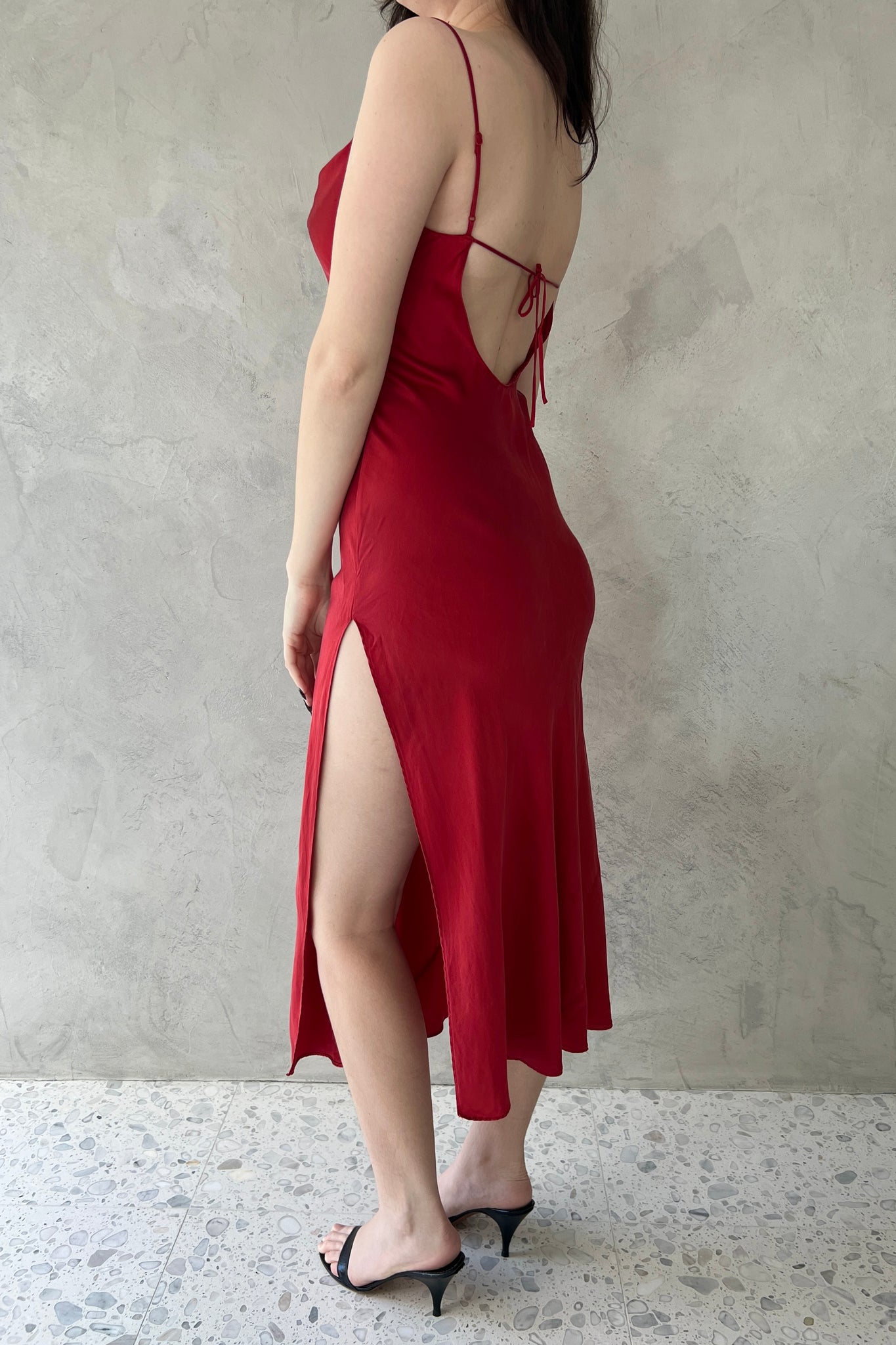 Victoria’s Secret 1999 Red Silk Cowl Slip Dress