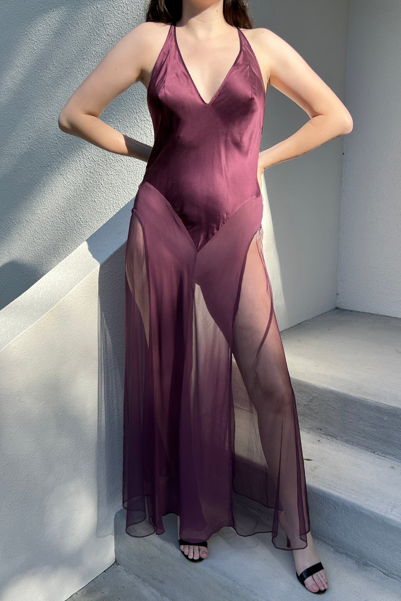 Victoria’s Secret 2003 Plum Purple Silk Halter Nightgown