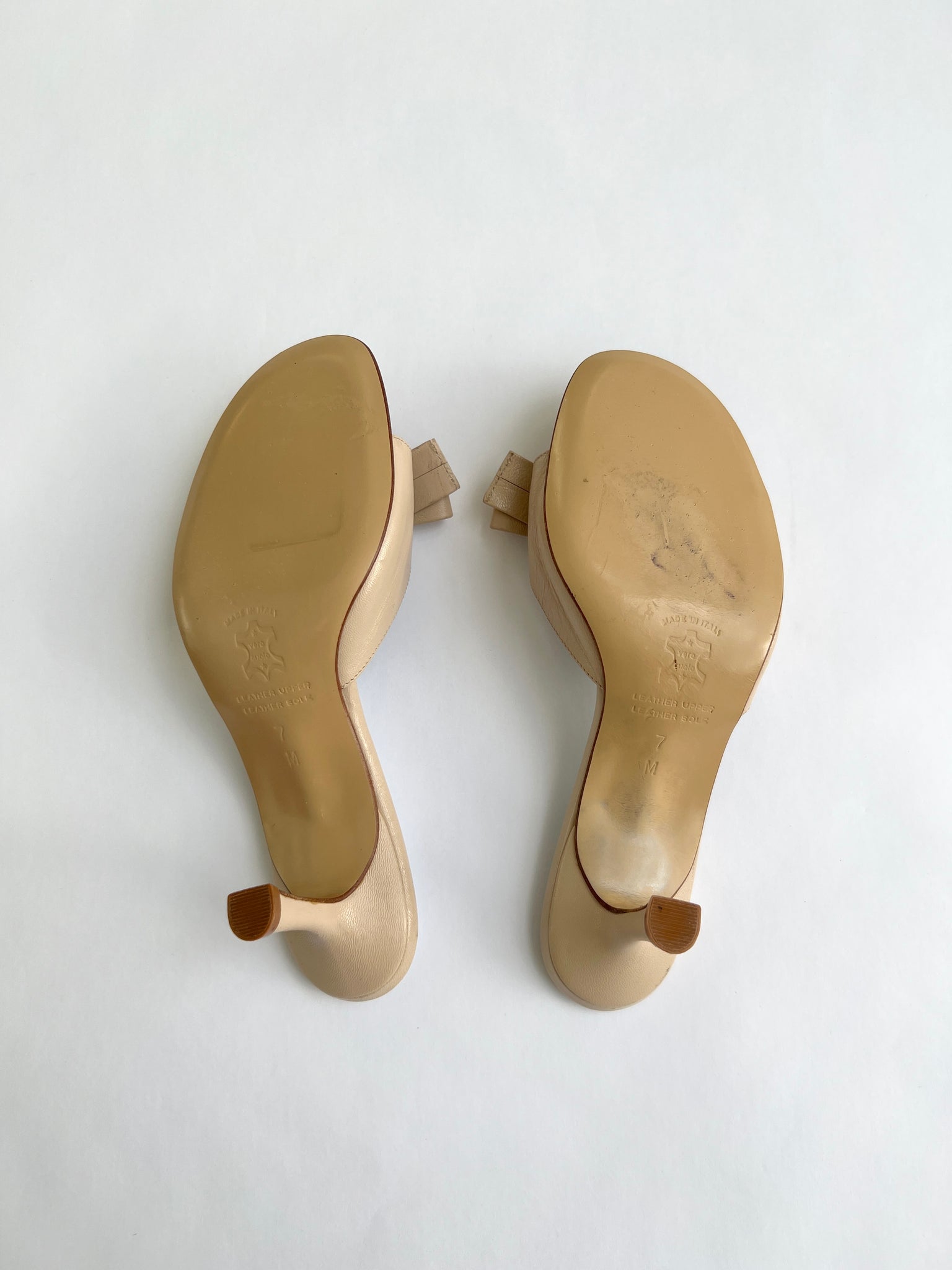 Tan Leather Bow Heeled Sandal - 7