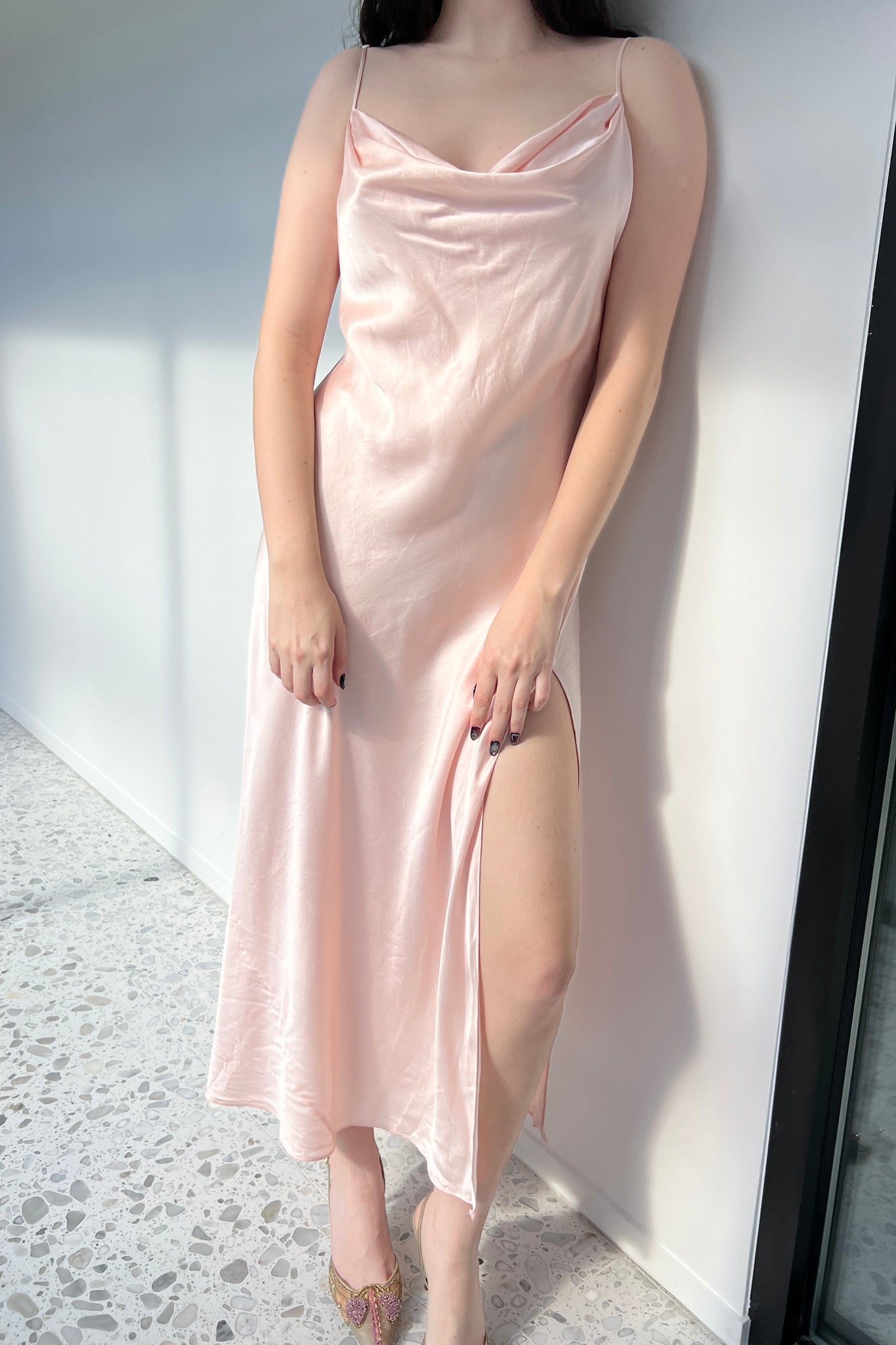 Victoria’s Secret 1999 Pale Pink Silk Cowl Slip Dress