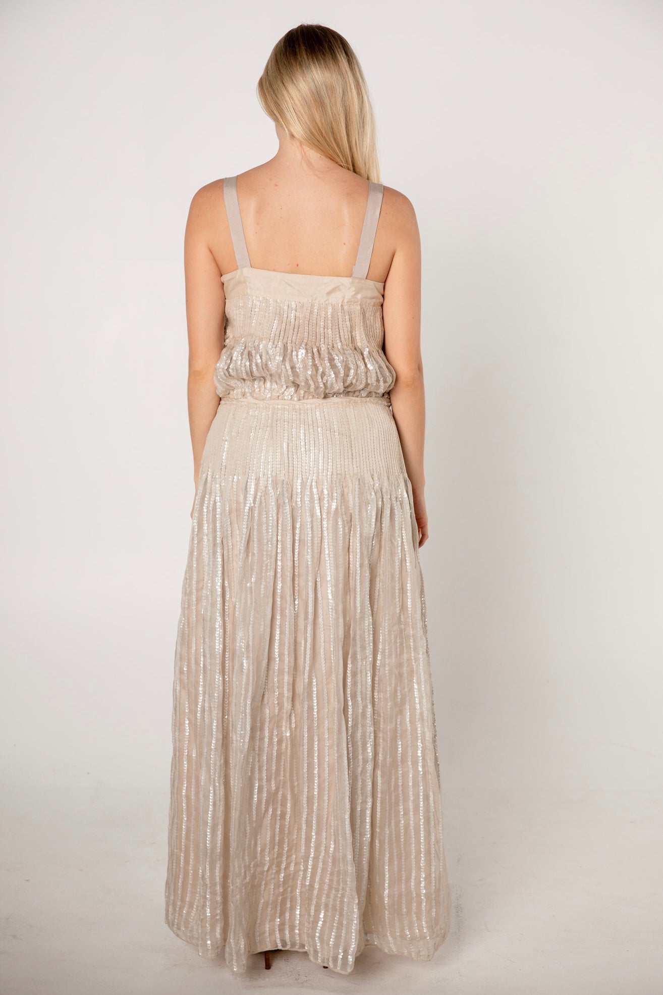 Marc by Marc Jacobs Light Gold Silk Sequin Maxi Dress