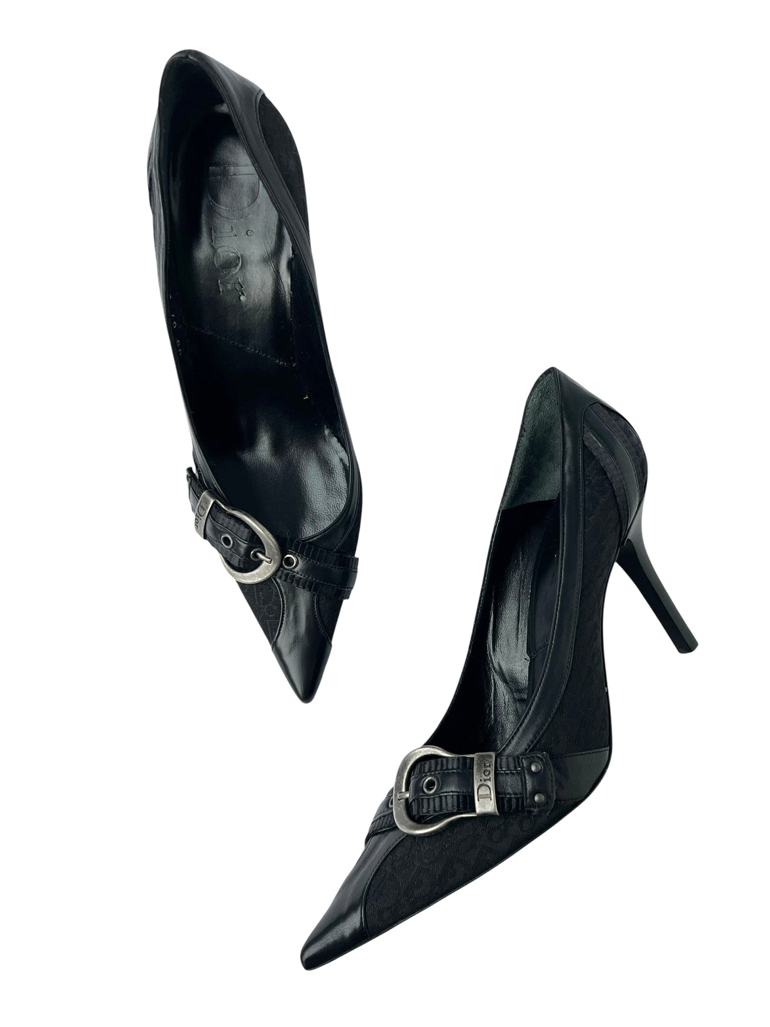 Dior Black Monogram Gaucho Buckle Pumps - 38