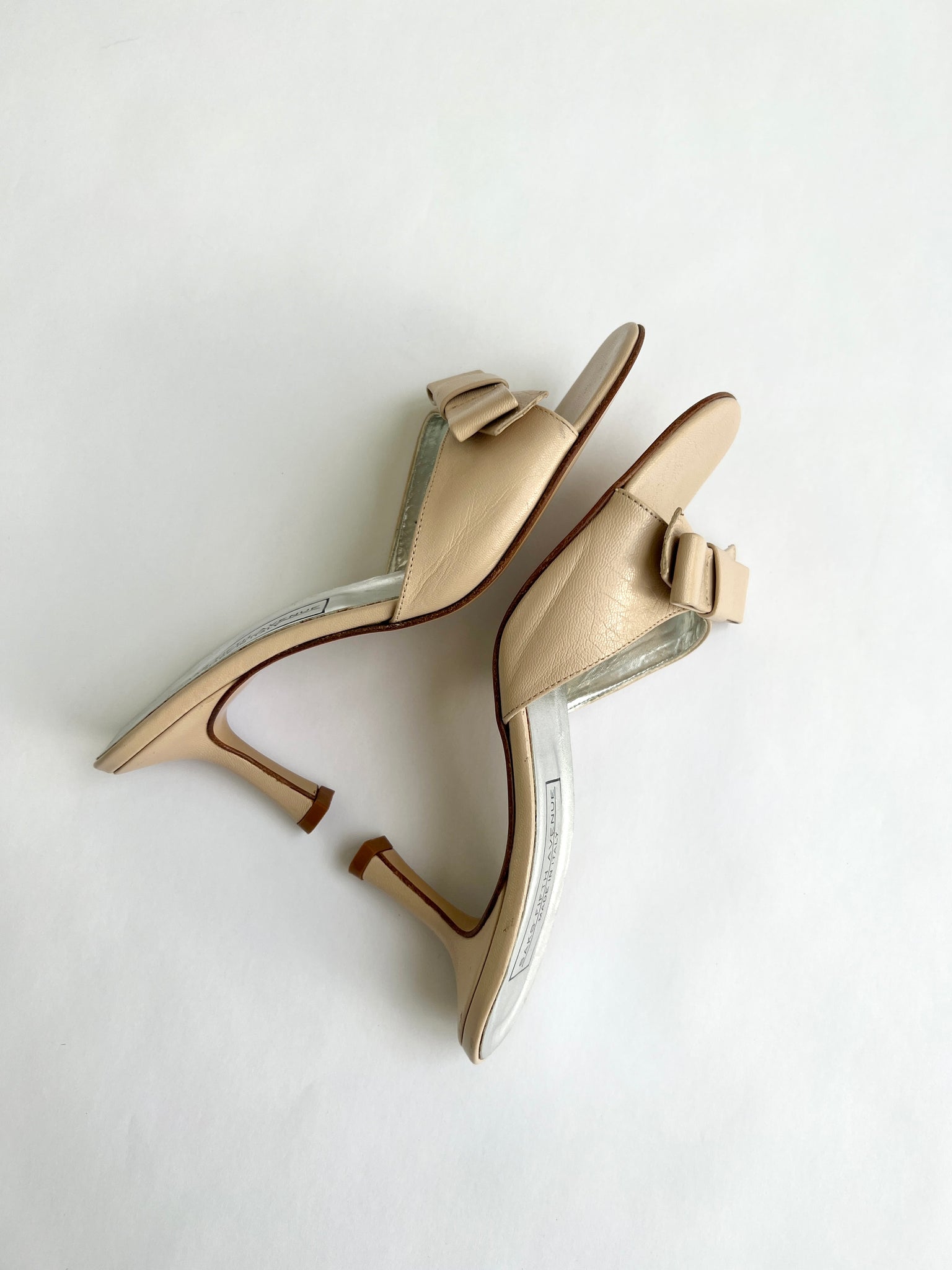 Tan Leather Bow Heeled Sandal - 7