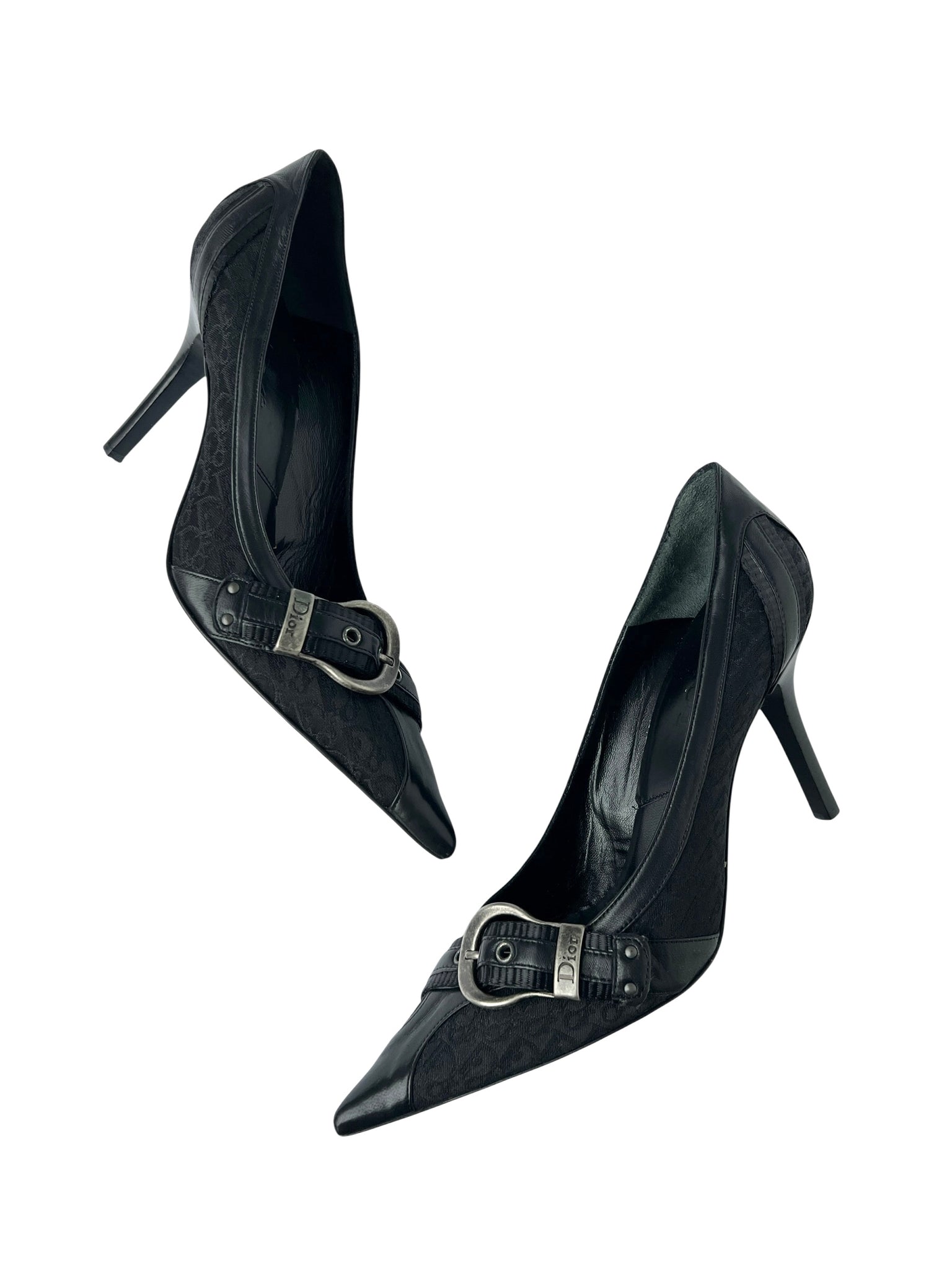 Dior Black Monogram Gaucho Buckle Pumps - 38