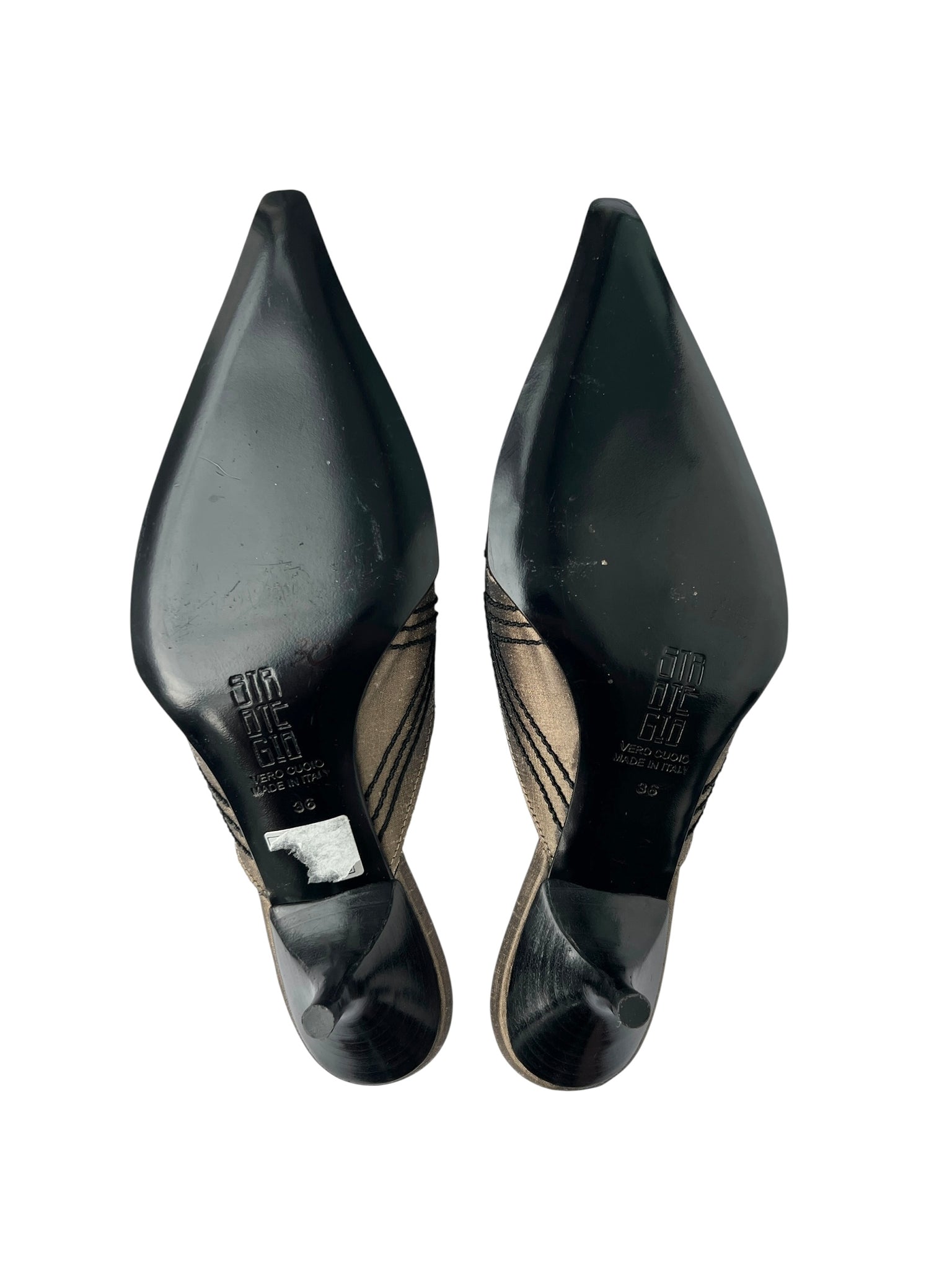 Brown Embroidered Satin Kitten Heel Miles - 36