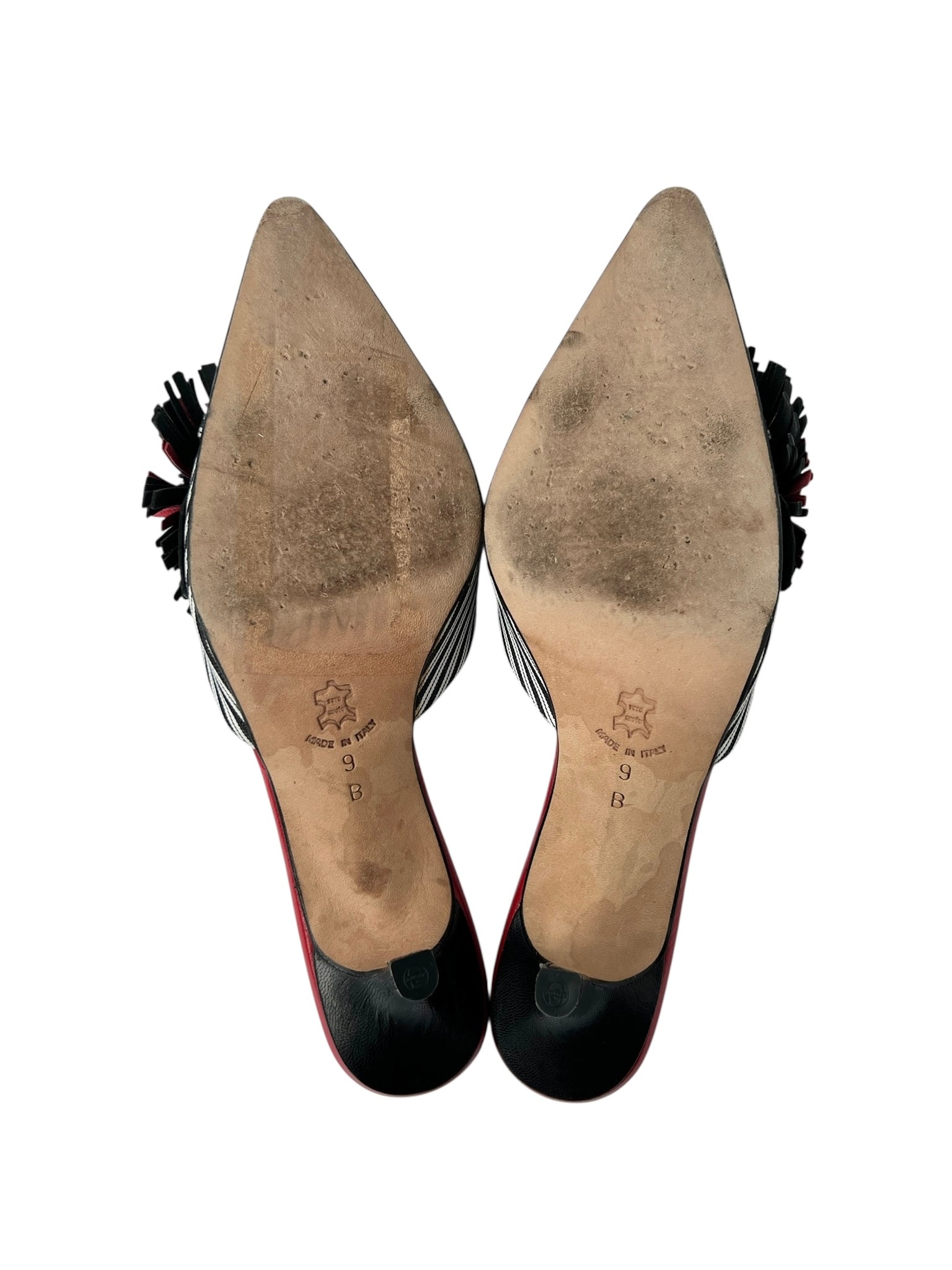 Isaac Mizrahi Striped Flower Pointed Toe Mules - 9