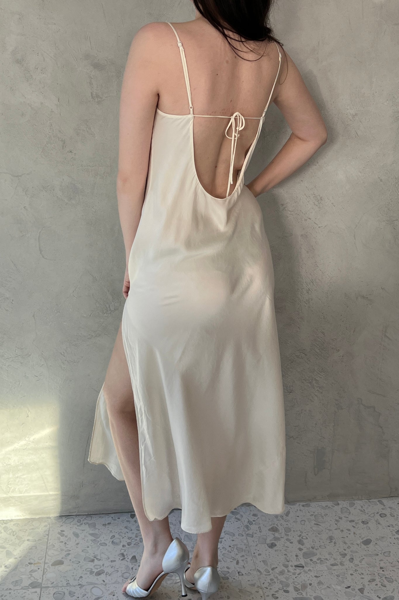 Victoria’s Secret 1999 Ivory Silk Cowl Slip Dress