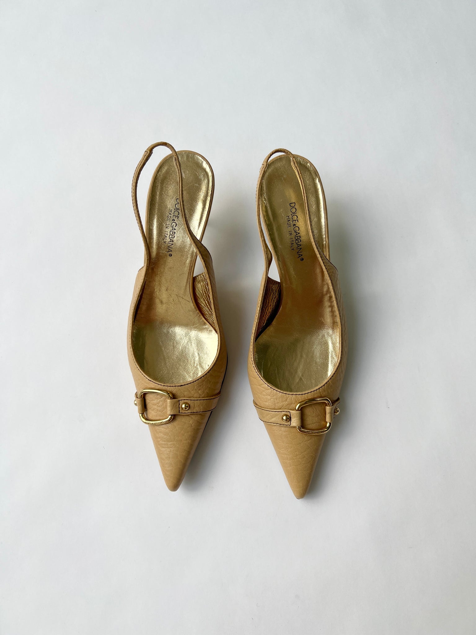 Dolce & Gabbana Tan Leather Slingback Heels - 35.5