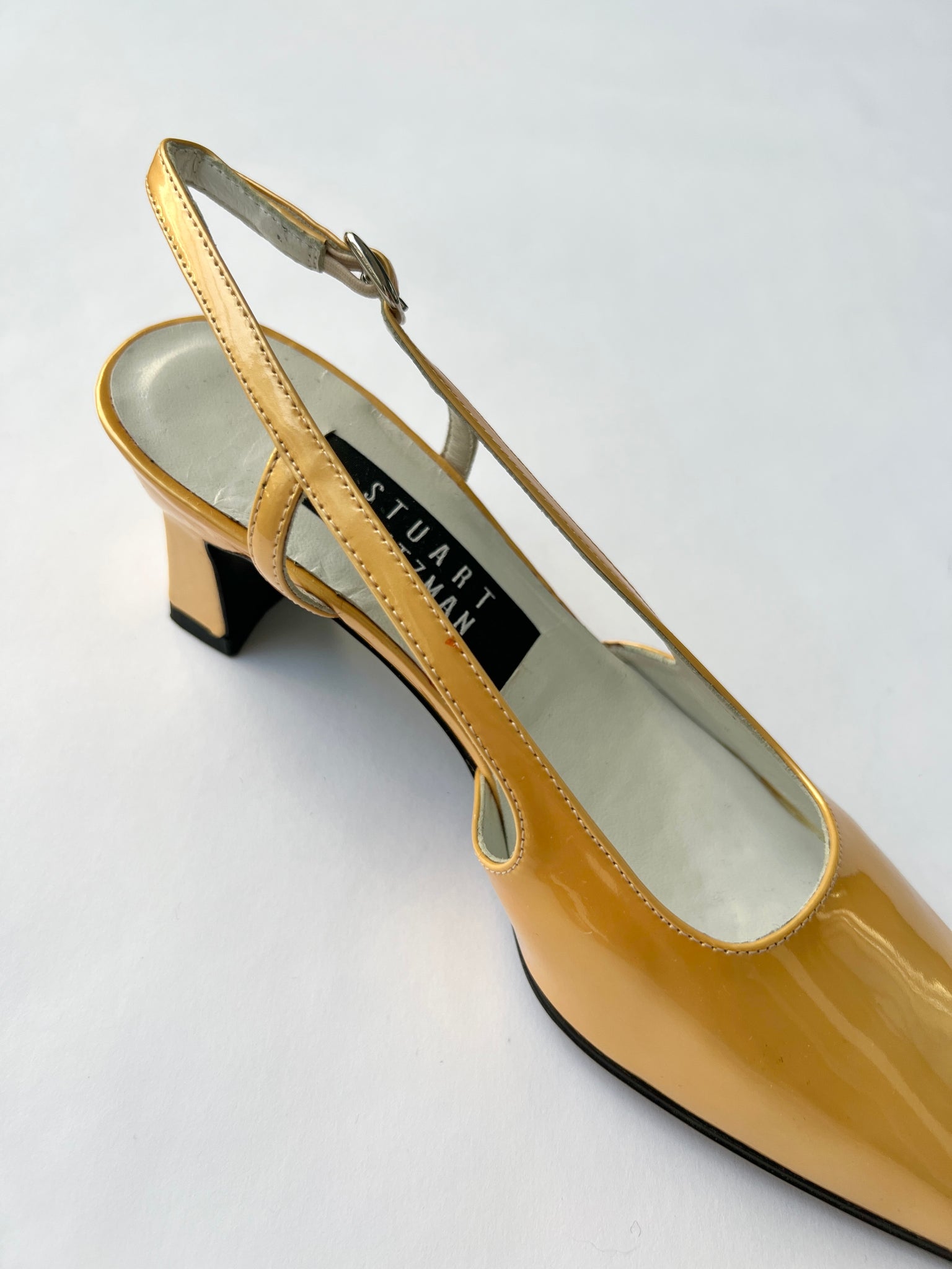 Stuart Weitzman Yellow Patent Leather Slingback Heels - 5.5