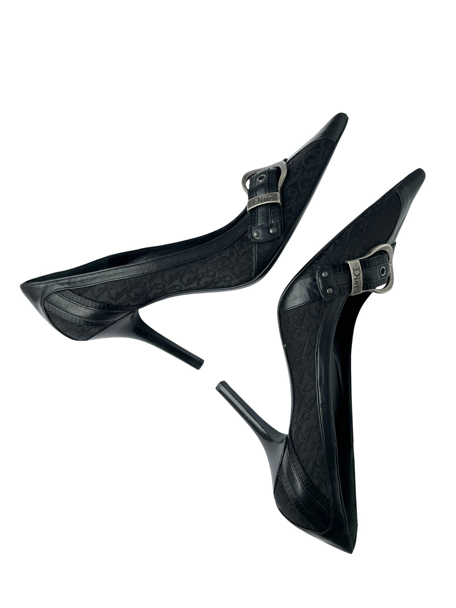 Dior Black Monogram Gaucho Buckle Pumps - 38