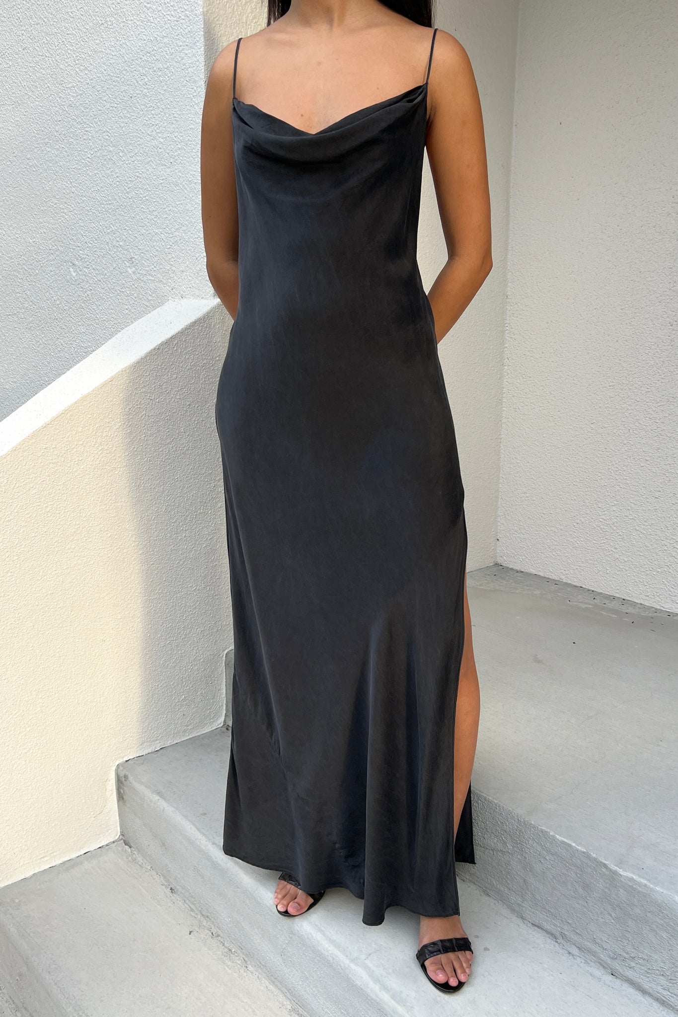 Victoria's Secret 2000 Black Silk Cowl Slip Dress (M - L) Toots Vintage Victoria's Secret 2000 Black Silk Cowl Slip Dress (M - L) Toots Vintage