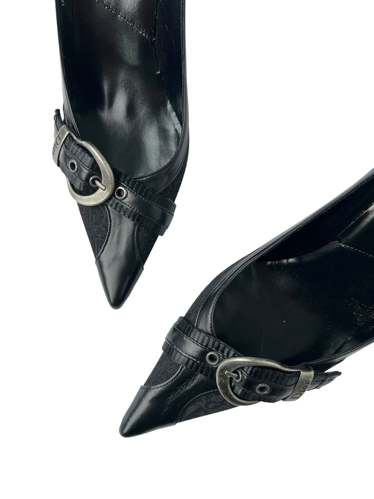 Dior Black Monogram Gaucho Buckle Pumps - 38
