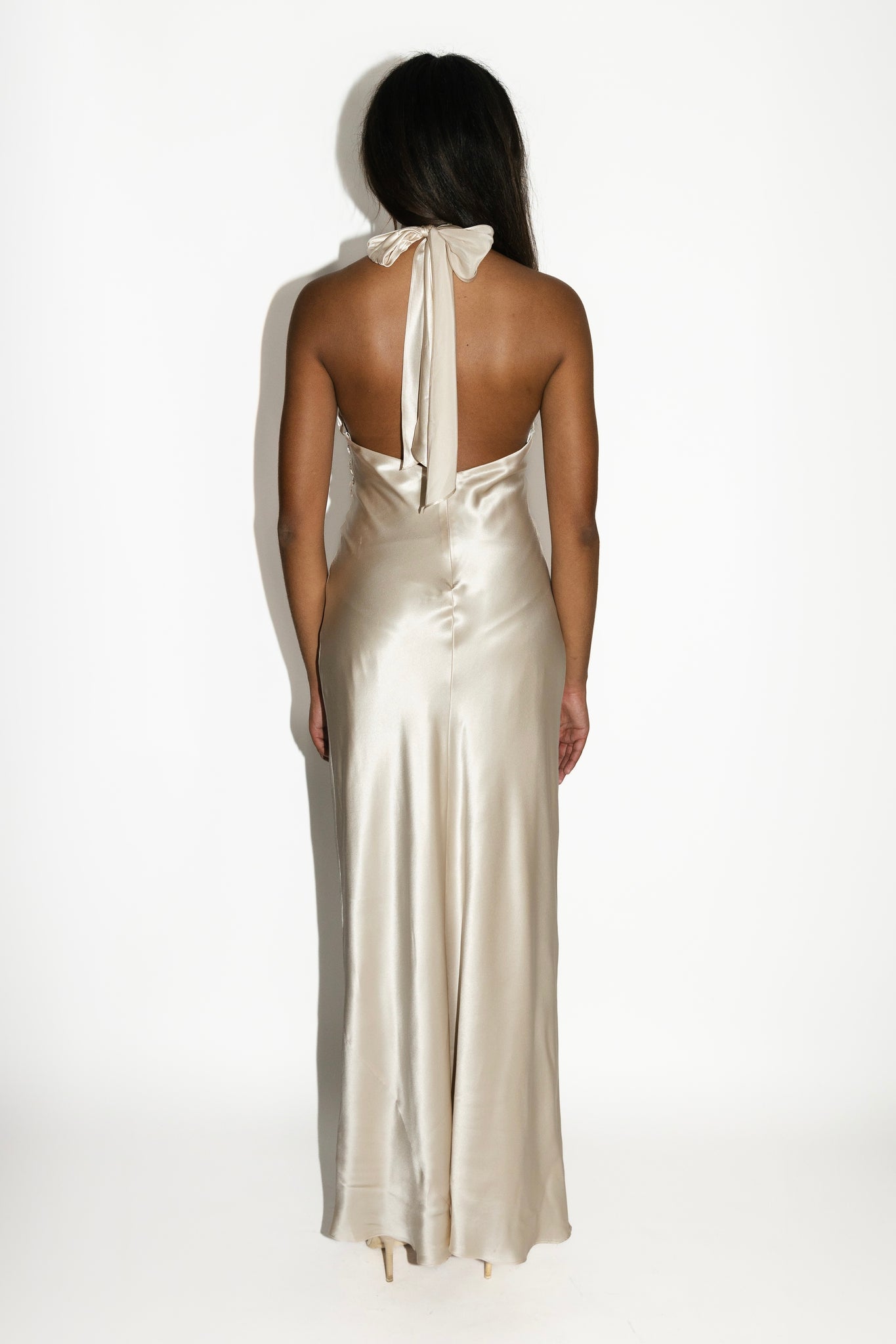 Champagne Silk Satin Evening Gown