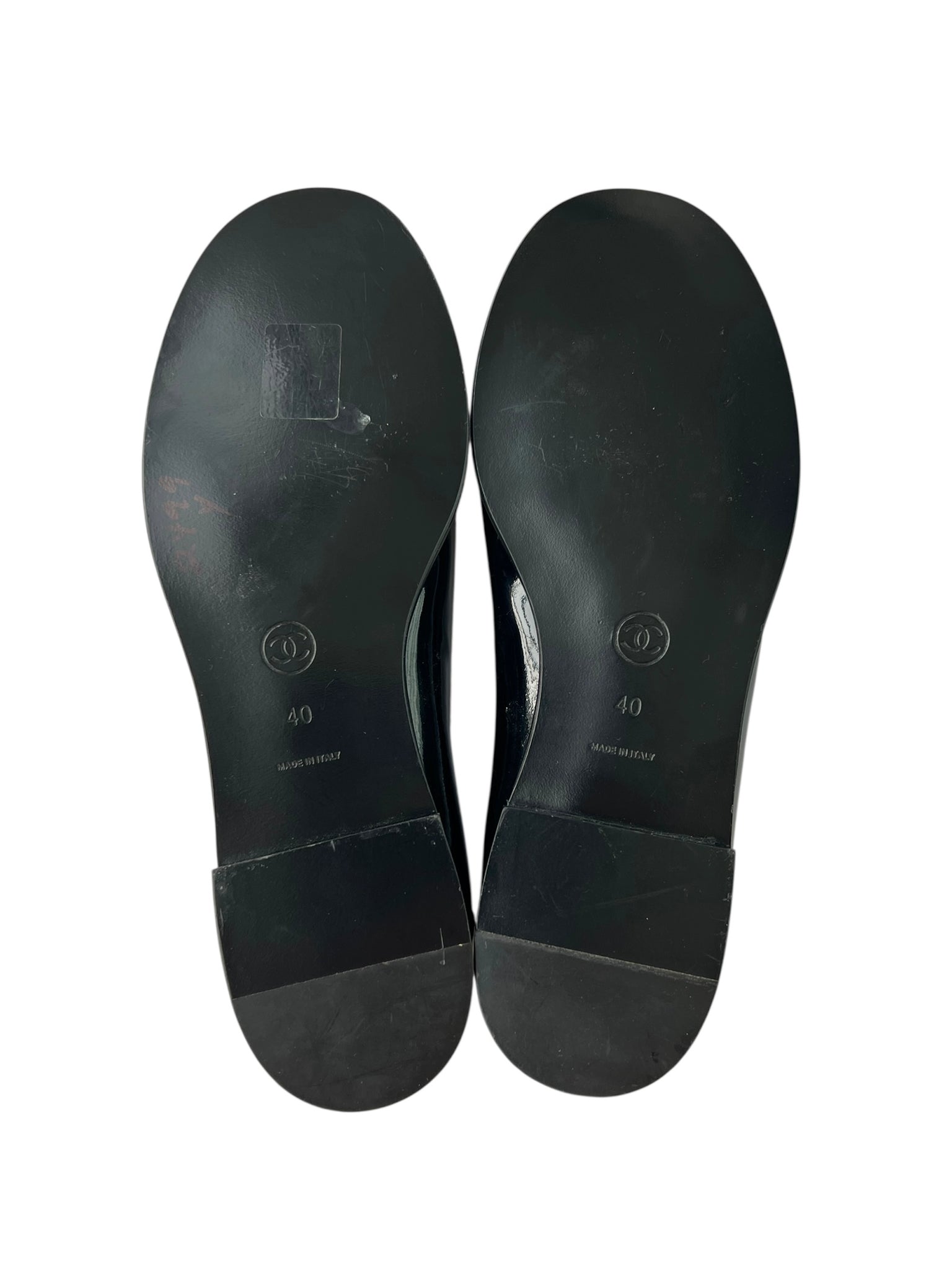 Chanel Interlocking CC Black Patent Leather Loafers - 40