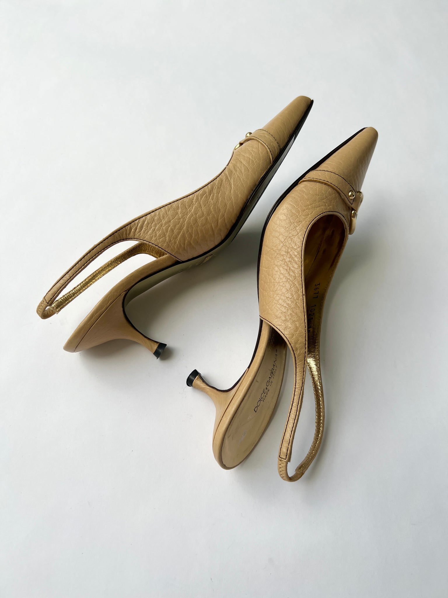 Dolce & Gabbana Tan Leather Slingback Heels - 35.5