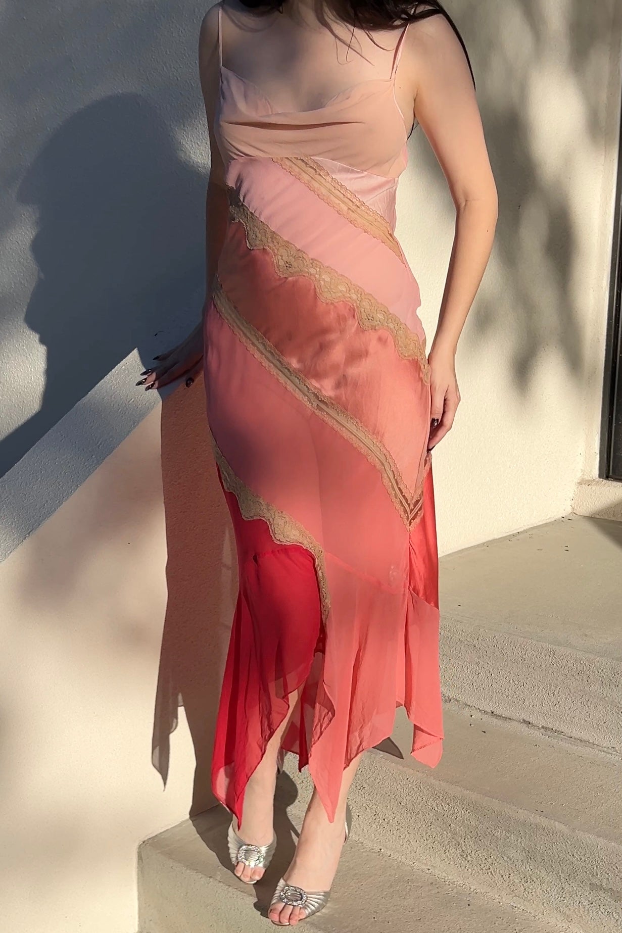 2002 Victoria’s Secret Pink Paneled Silk Slip Dress