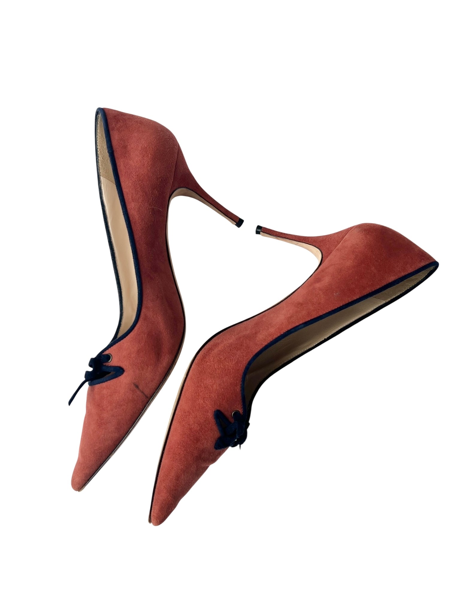 Manolo Blahnik Orange Suede Heeled Pumps - 40