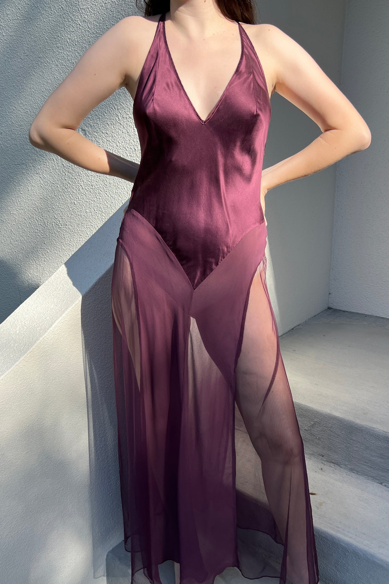 Victoria’s Secret 2003 Plum Purple Silk Halter Nightgown