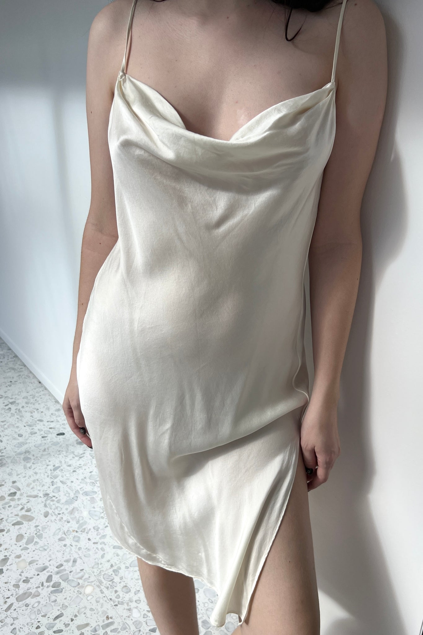Victoria’s Secret 2000 Ivory Silk Cowl Slip Dress