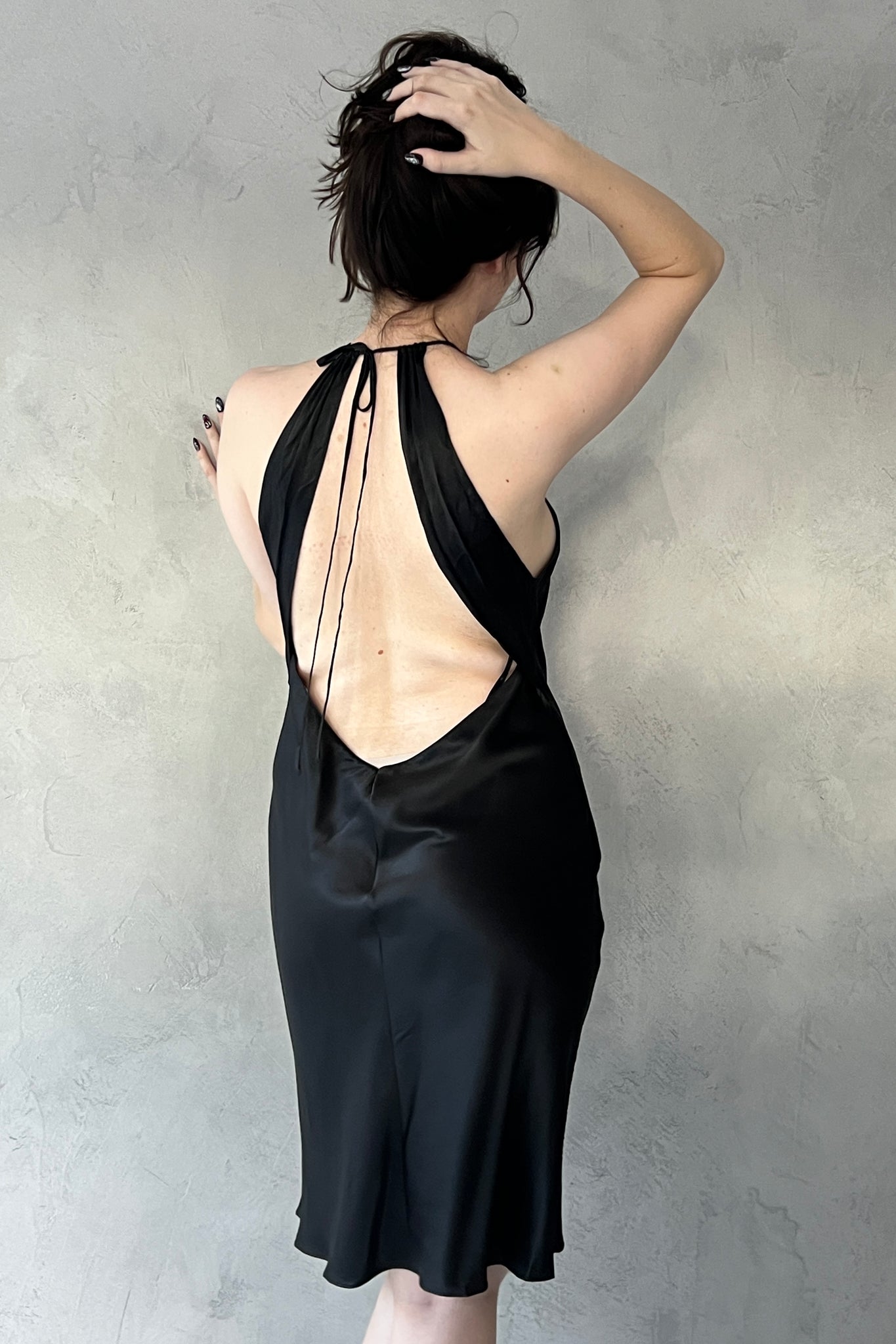 Victoria’s Secret 2000 Black Silk Satin Halter Dress