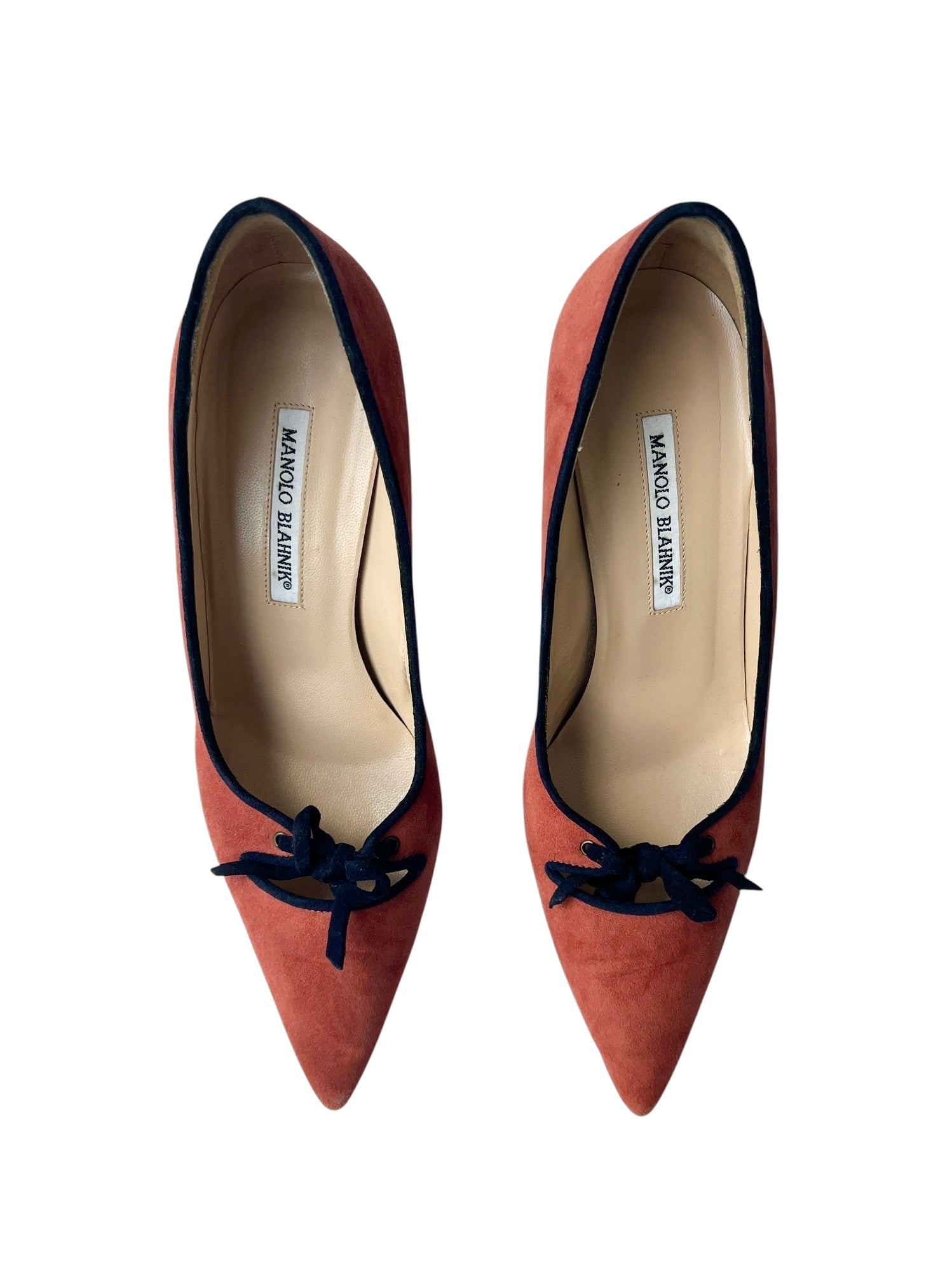 Manolo Blahnik Orange Suede Heeled Pumps - 40