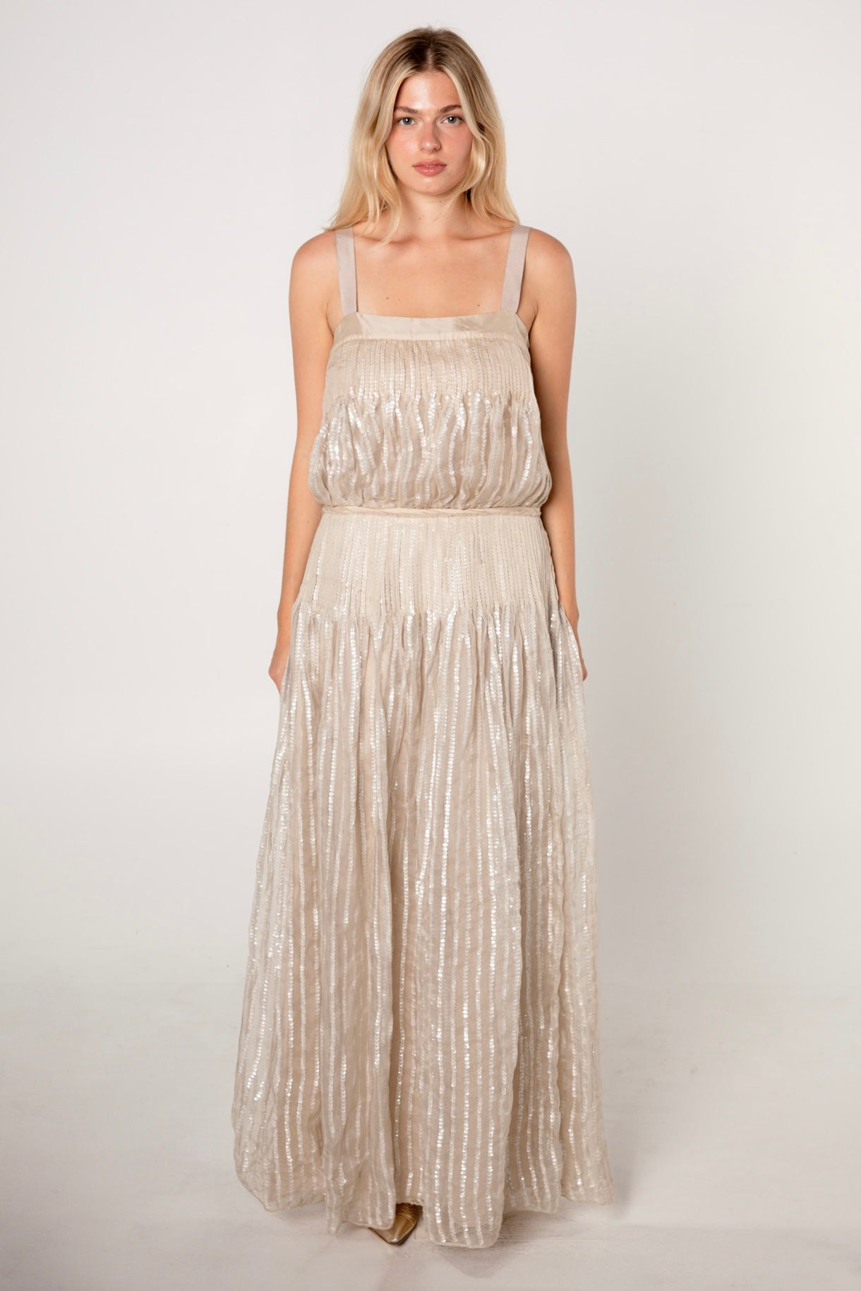 Marc by Marc Jacobs Light Gold Silk Sequin Maxi Dress