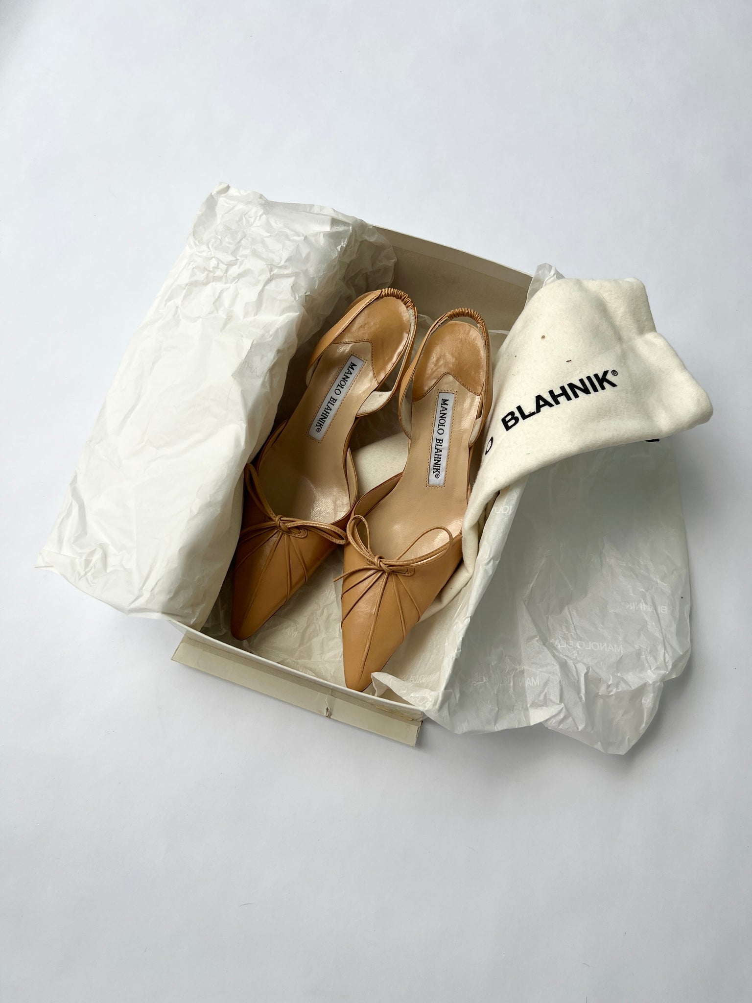 Manolo Blahnik Leather Slingback Heels - 35.5