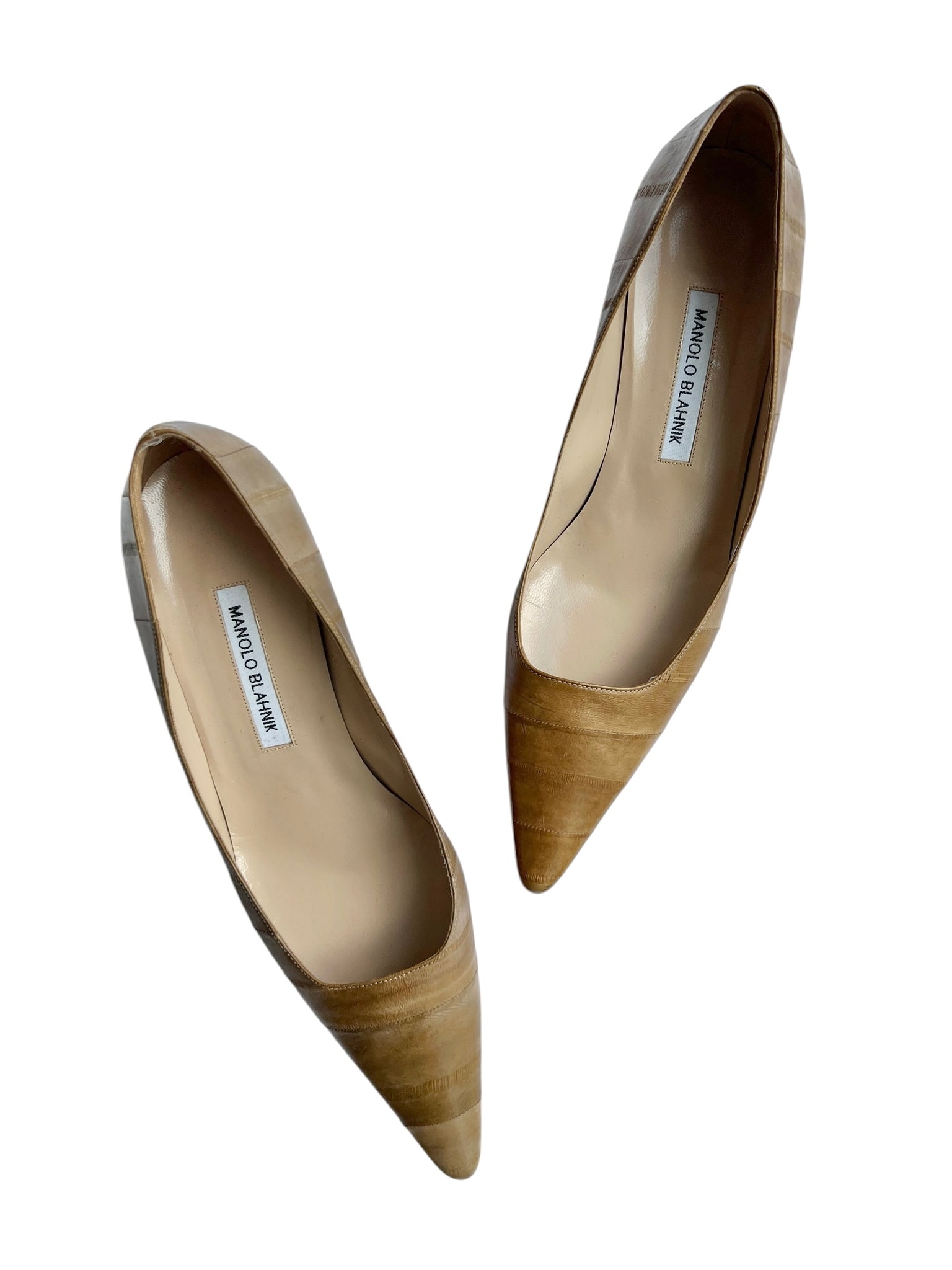 Manolo Blahnik Tan Eel Pumps - 41