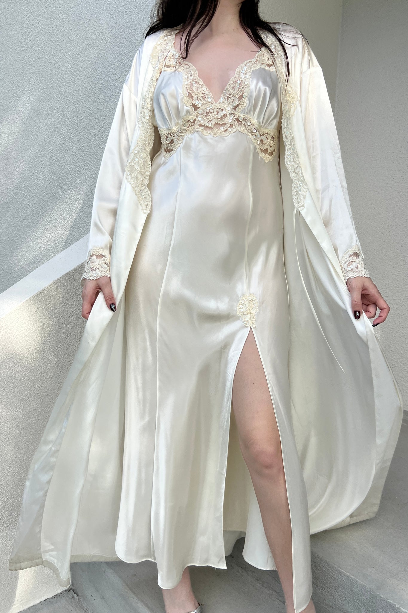 Victoria’s Secret 1998 White Satin Bridal Robe & Nightgown Set