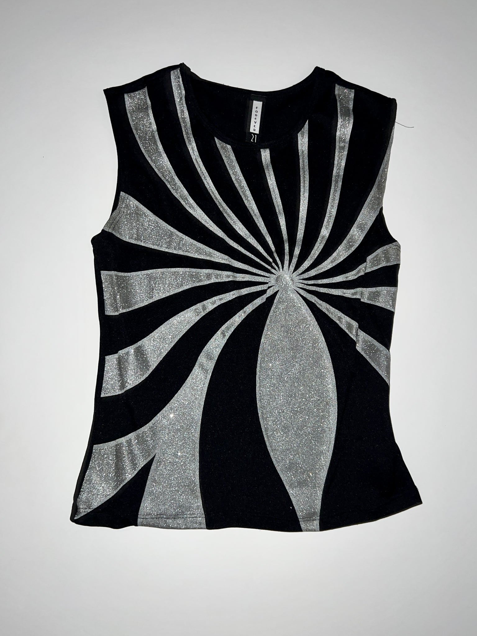 90s Black Silver Glitter Tank Top