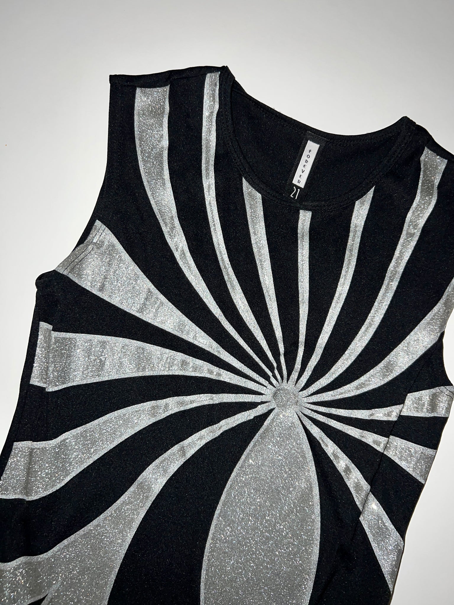 90s Black Silver Glitter Tank Top