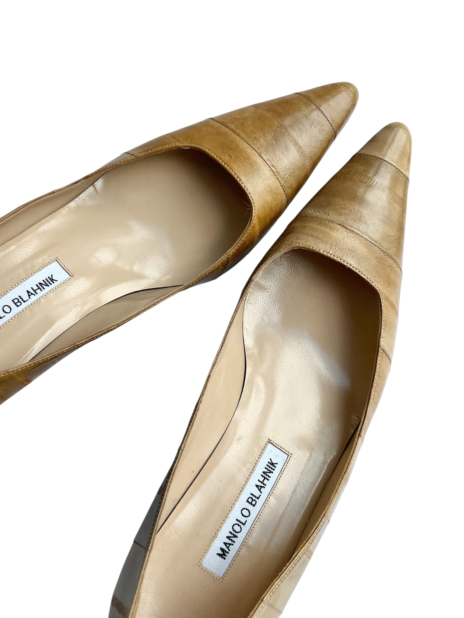 Manolo Blahnik Tan Eel Pumps - 41