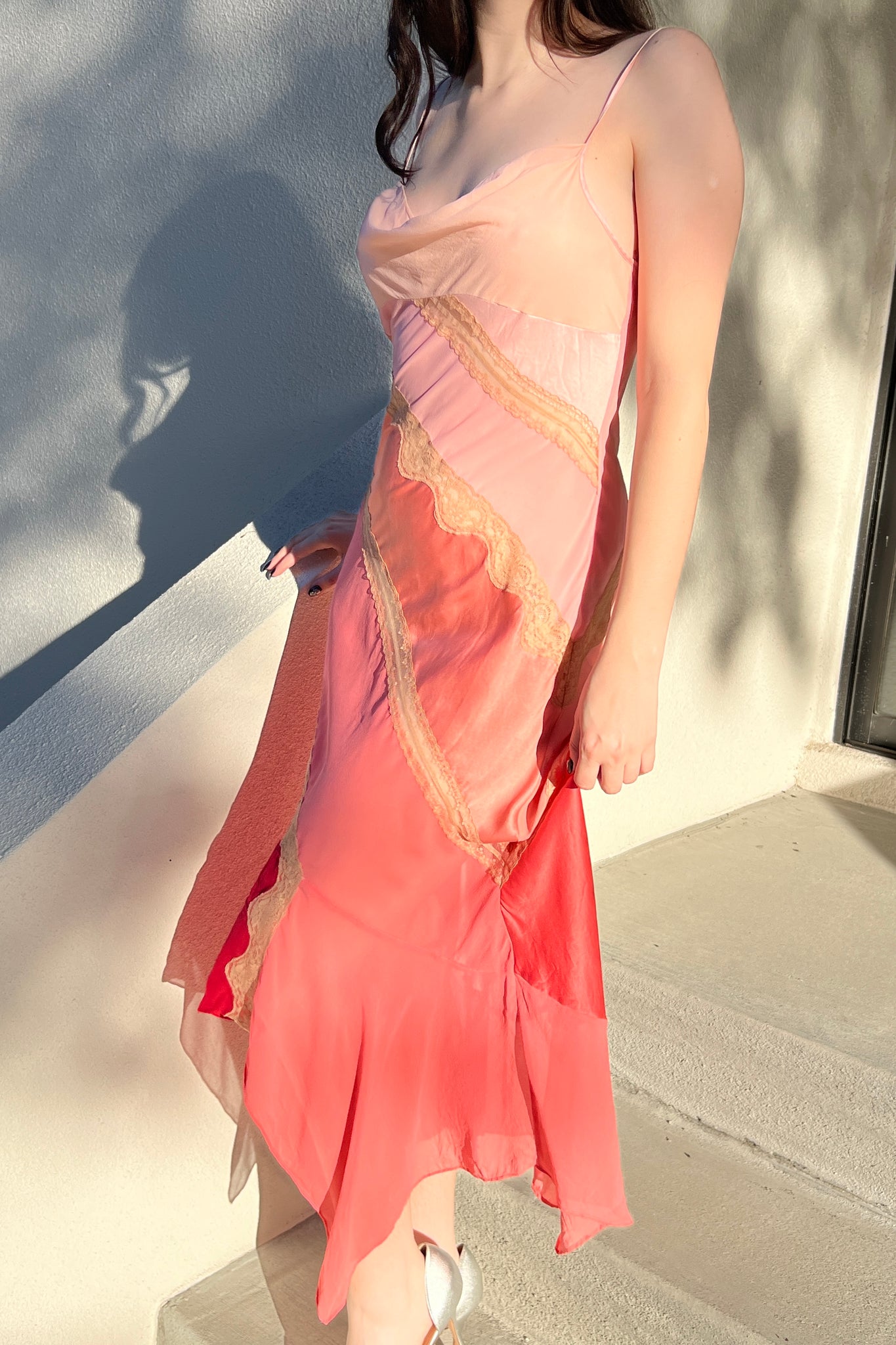 2002 Victoria’s Secret Pink Paneled Silk Slip Dress