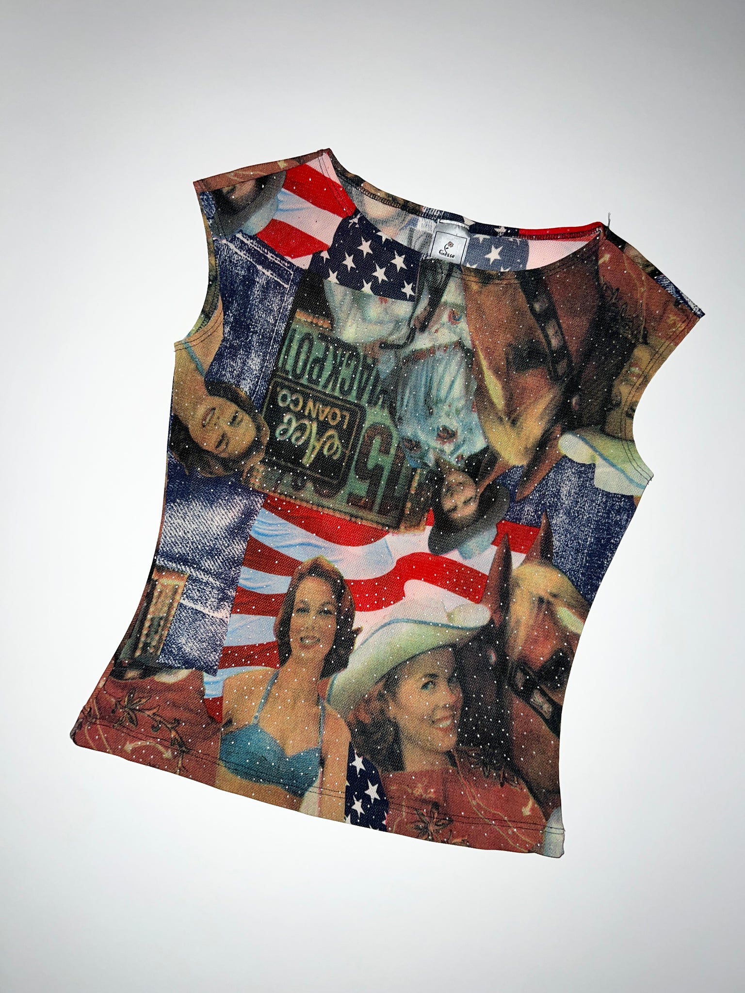 90s American Flag Print Tank Top