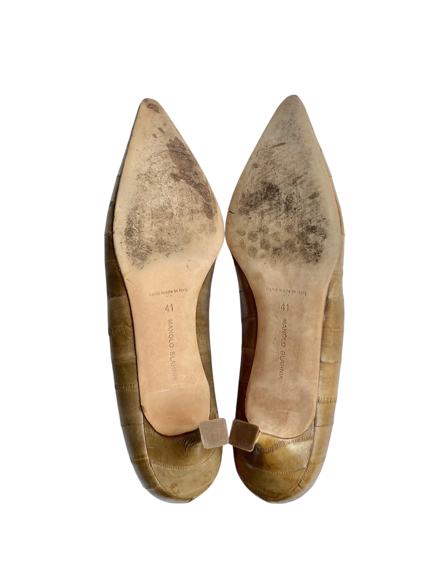 Manolo Blahnik Tan Eel Pumps - 41