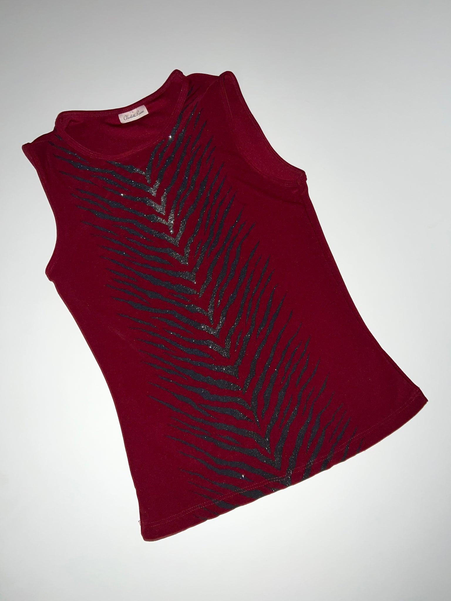 90s Red Glitter Zebra Tank Top