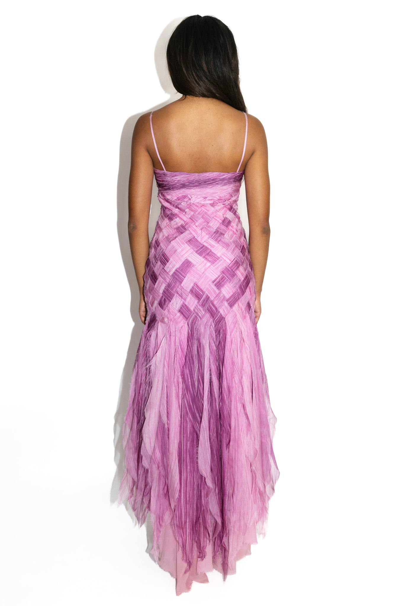 Purple Woven Silk Chiffon Gown