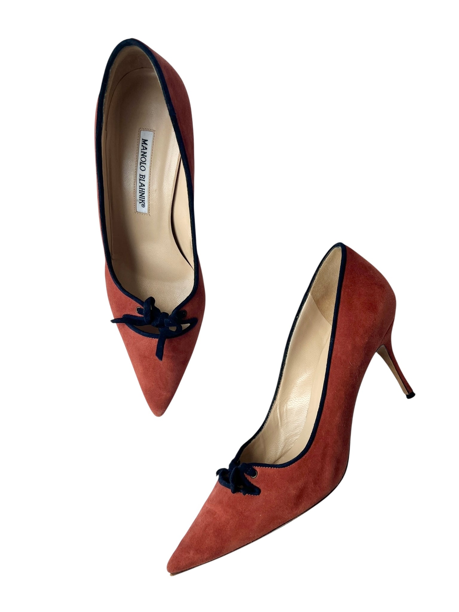 Manolo Blahnik Orange Suede Heeled Pumps - 40