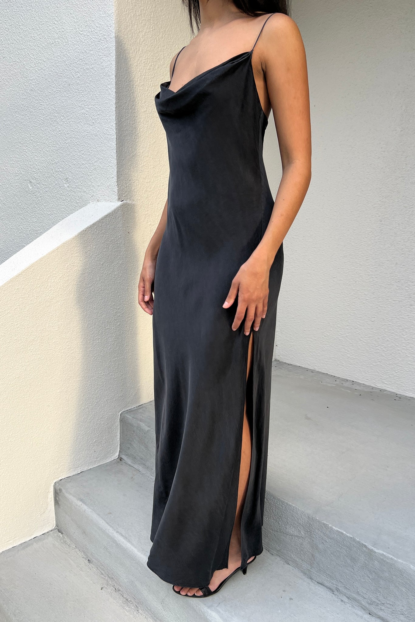 victoria's secret slip dress Victoria's Secret 2000 Black Silk Cowl Slip Dress (M