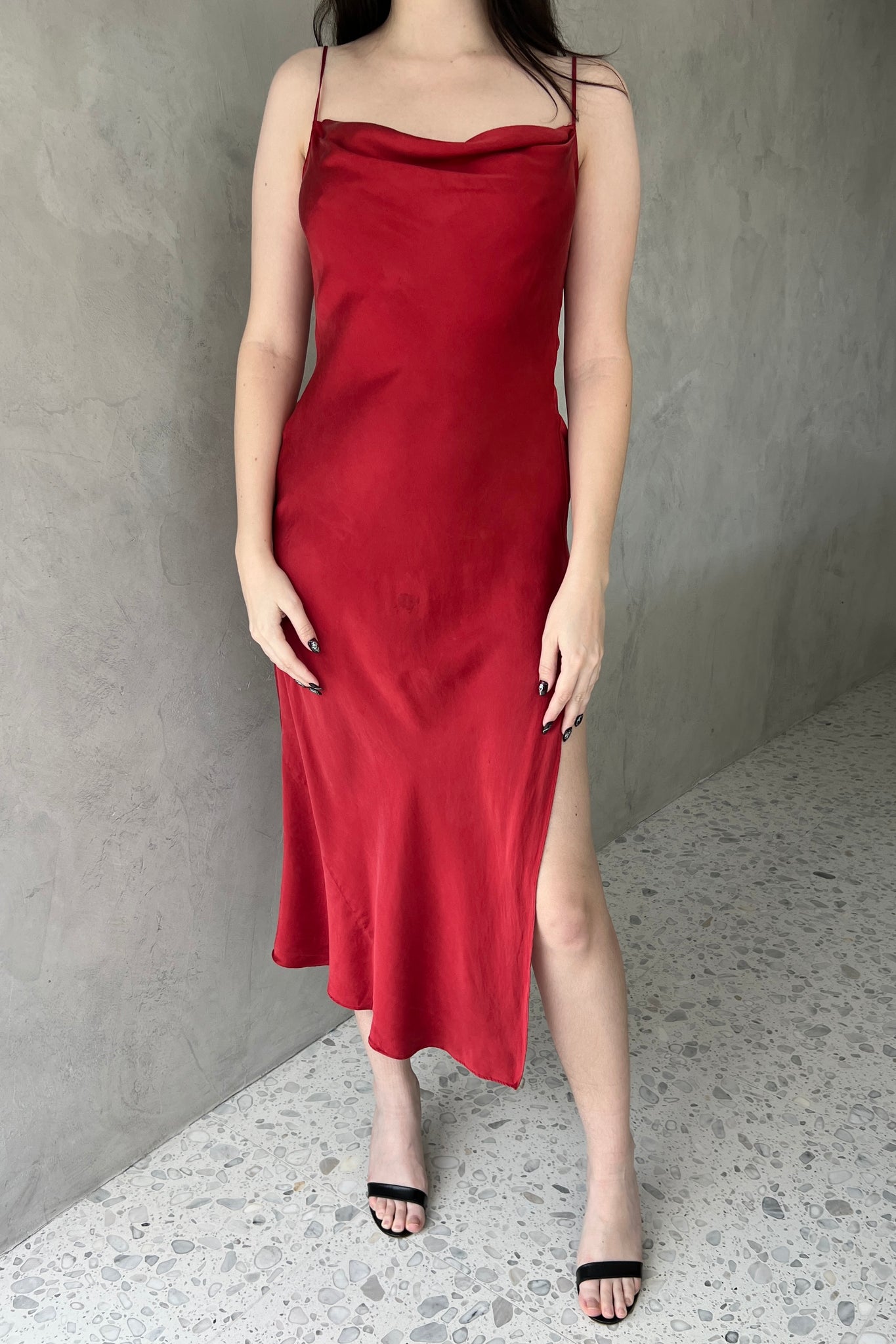 Victoria’s Secret 1999 Red Silk Cowl Slip Dress