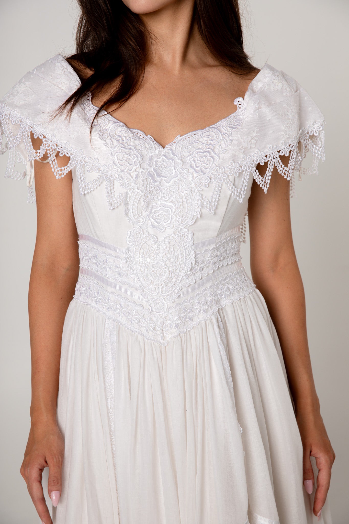 Jessica McClintock White Cotton Lace Wedding Dress