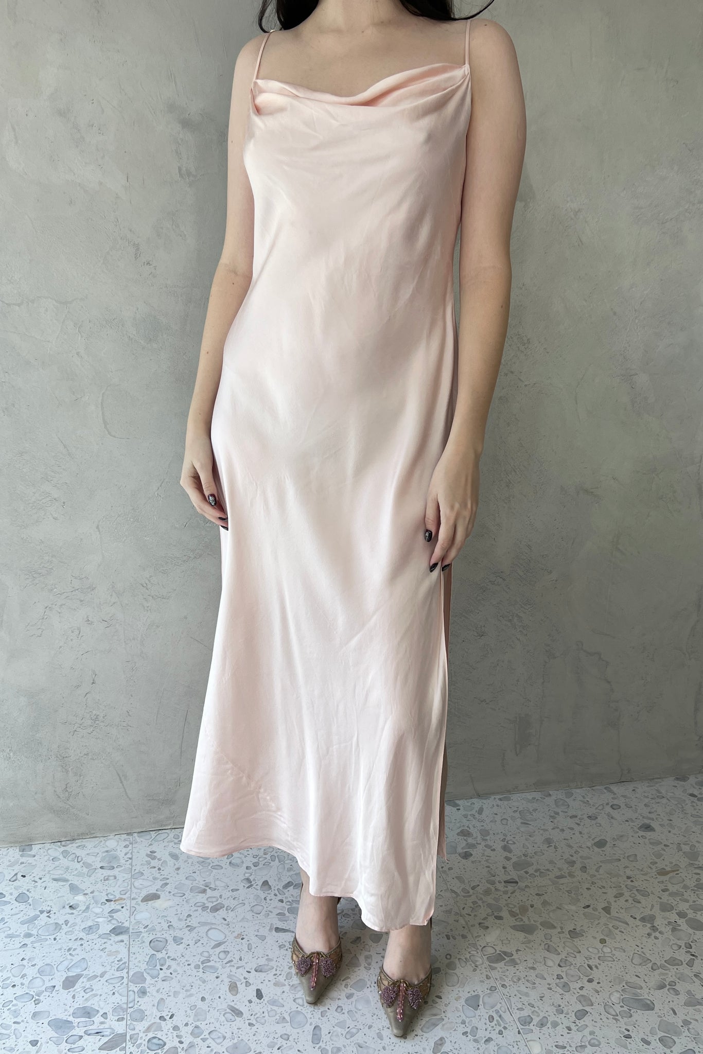 Victoria’s Secret 1999 Pale Pink Silk Cowl Slip Dress